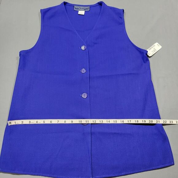 Norton McNaughton Blue Shirt Sleeveless Buttons Blouse NEW $44 Women's 12 Petite - Picture 6 of 8